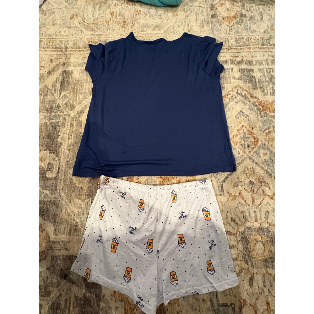 Life is Good Women’s Pajama Set Coffee Graphic Tee + Matching Shorts Size L - Picture 8 of 8